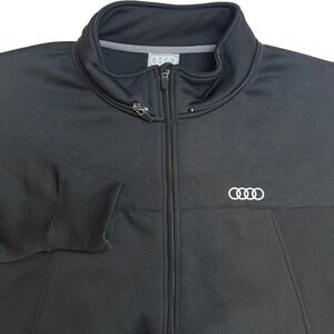 Audi Mens Full Zip Track Jacket Black Midweight Mock Neck Logo Activewear XXL